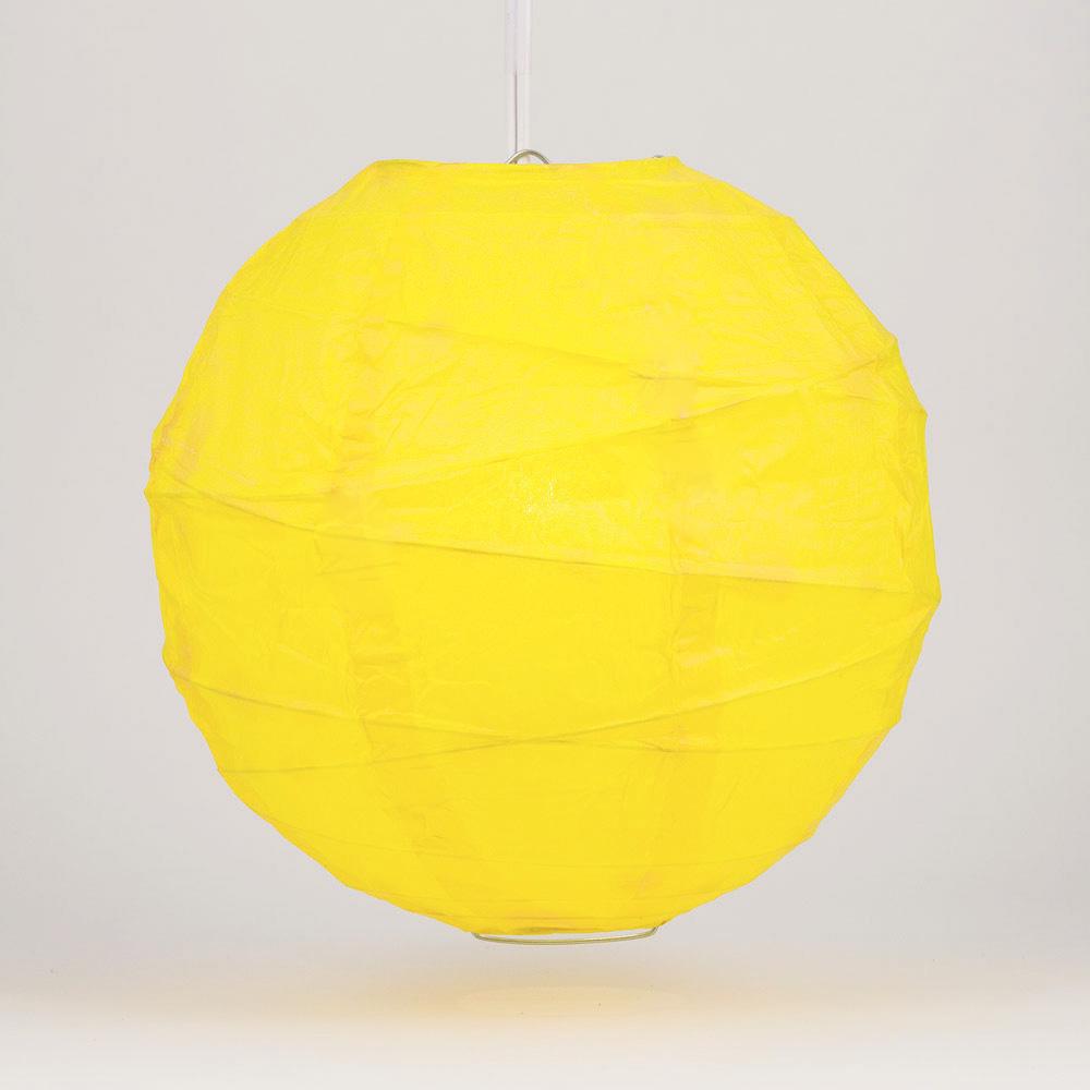 5-PACK 16" Yellow Round Paper Lantern, Crisscross Ribbing, Chinese Hanging Wedding & Party Decoration