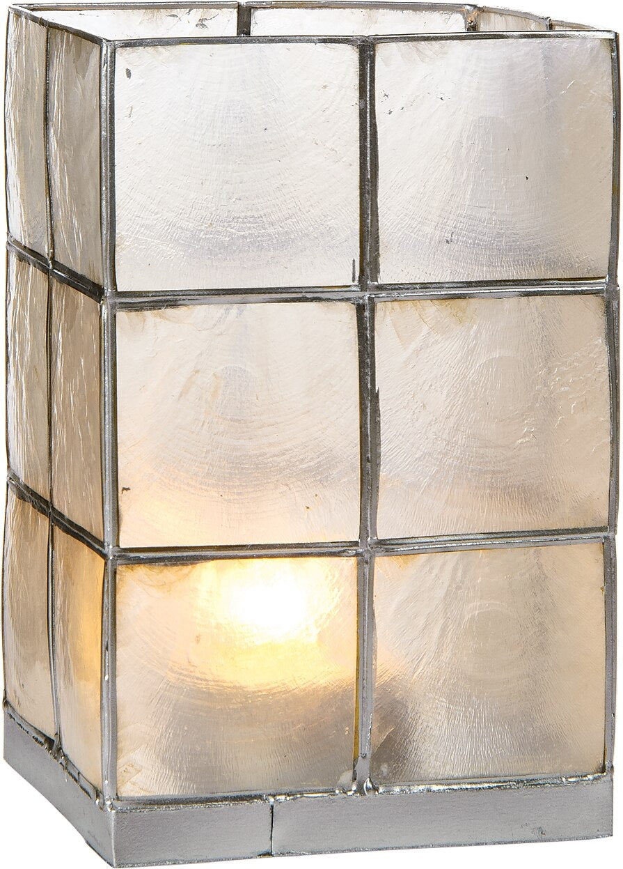 White & Silver Moku Tall Capiz Candle Holder - PaperLanternStore.com - Paper Lanterns, Decor, Party Lights & More