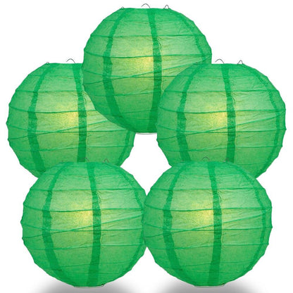 BULK PACK (5) 20" Emerald Green Round Paper Lantern, Crisscross Ribbing, Chinese Hanging Wedding & Party Decoration - PaperLanternStore.com - Paper Lanterns, Decor, Party Lights & More