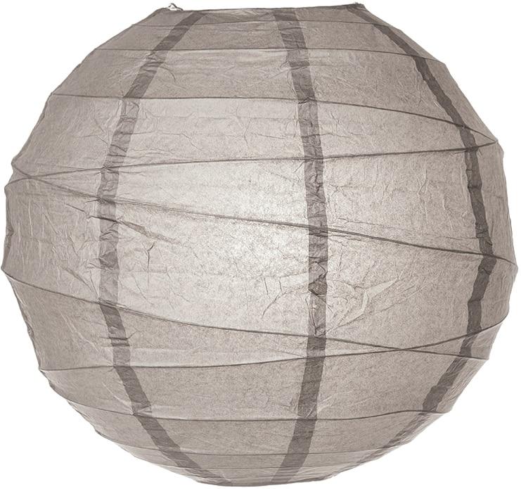 BULK PACK (12) 16" Gray / Grey Round Paper Lantern, Crisscross Ribbing, Chinese Hanging Wedding & Party Decoration - PaperLanternStore.com - Paper Lanterns, Decor, Party Lights & More