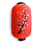 Japanese Style Nylon Lantern with Plum Tree Blossoms, Red (10"W x 16.5"H)