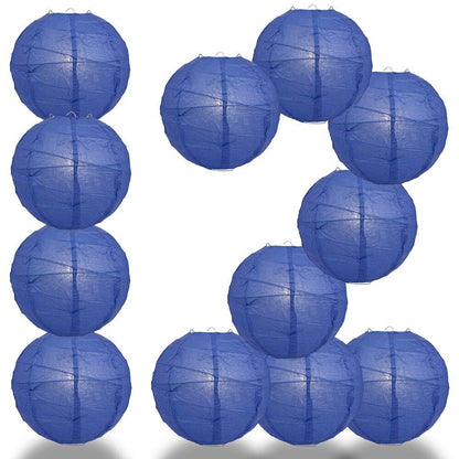 BULK PACK (12) 24" Dark Blue Round Paper Lantern, Crisscross Ribbing, Chinese Hanging Wedding & Party Decoration - PaperLanternStore.com - Paper Lanterns, Decor, Party Lights & More