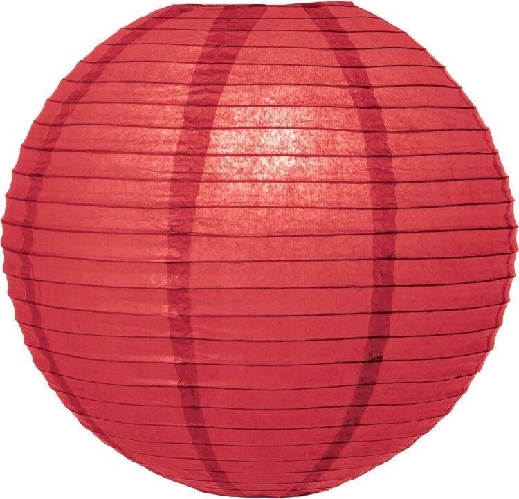 12" Cinnabar Red Round Paper Lantern, Even Ribbing, Hanging Decoration - PaperLanternStore.com - Paper Lanterns, Decor, Party Lights & More