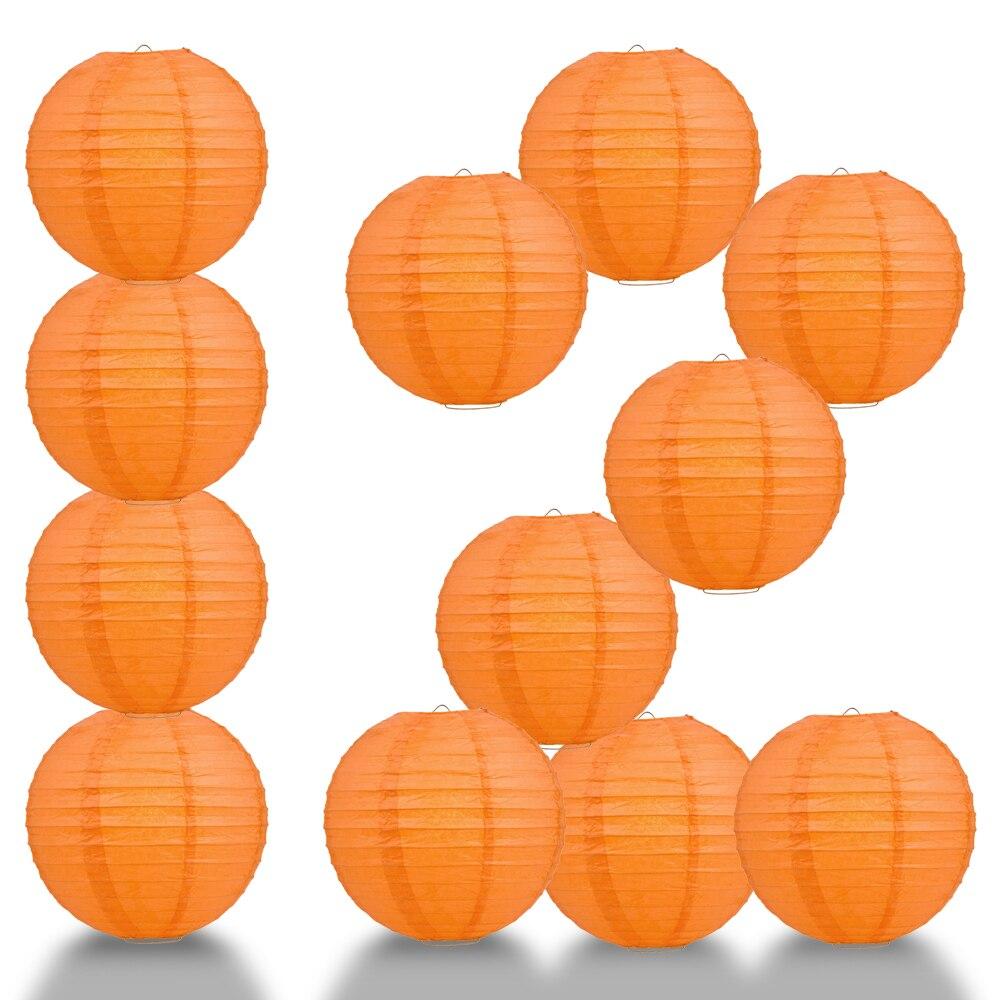 BULK PACK (12) 18" Persimmon Orange Round Paper Lantern, Even Ribbing, Chinese Hanging Wedding & Party Decoration - PaperLanternStore.com - Paper Lanterns, Decor, Party Lights & More