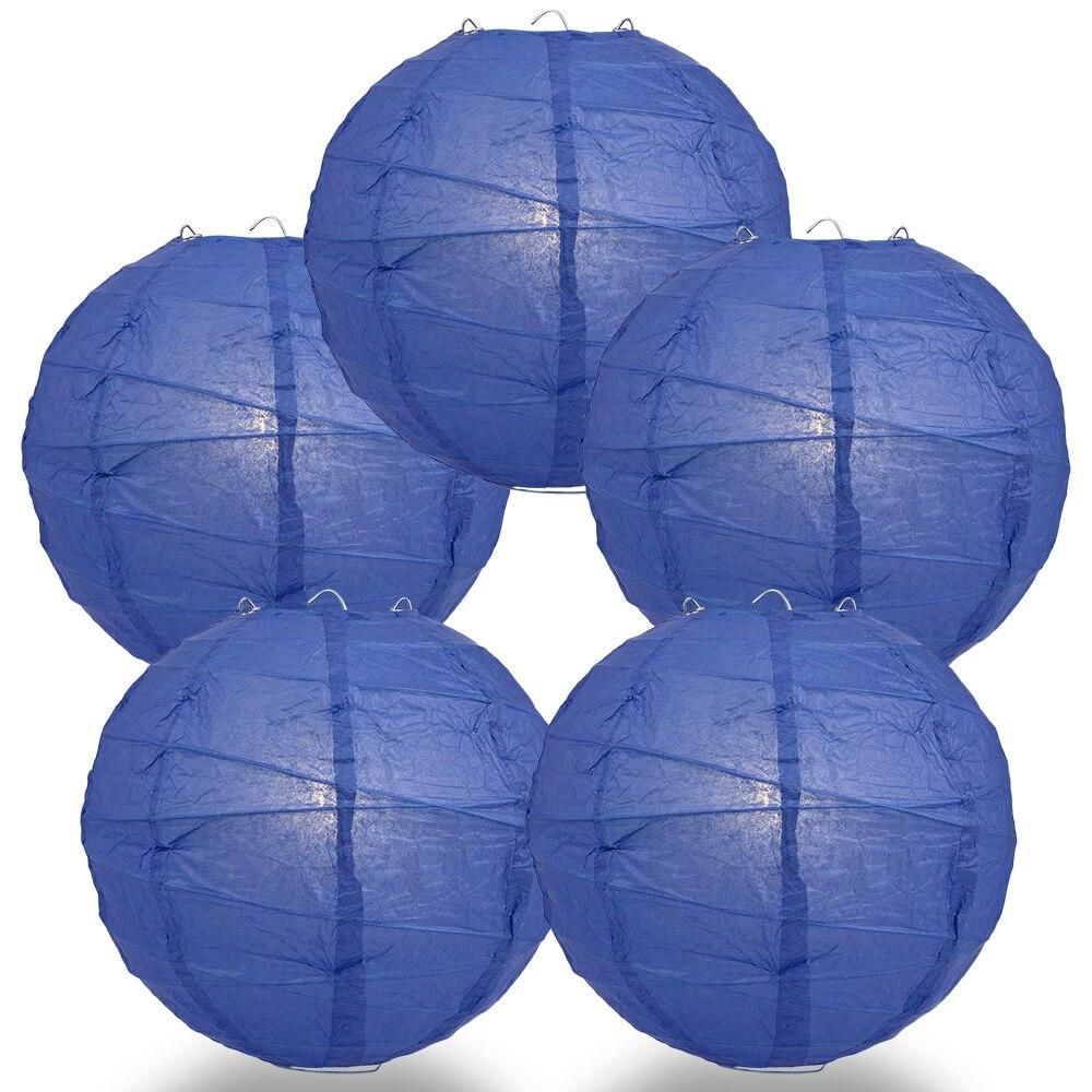 BULK PACK (5) 18" Dark Blue Round Paper Lantern, Crisscross Ribbing, Chinese Hanging Wedding & Party Decoration - PaperLanternStore.com - Paper Lanterns, Decor, Party Lights & More