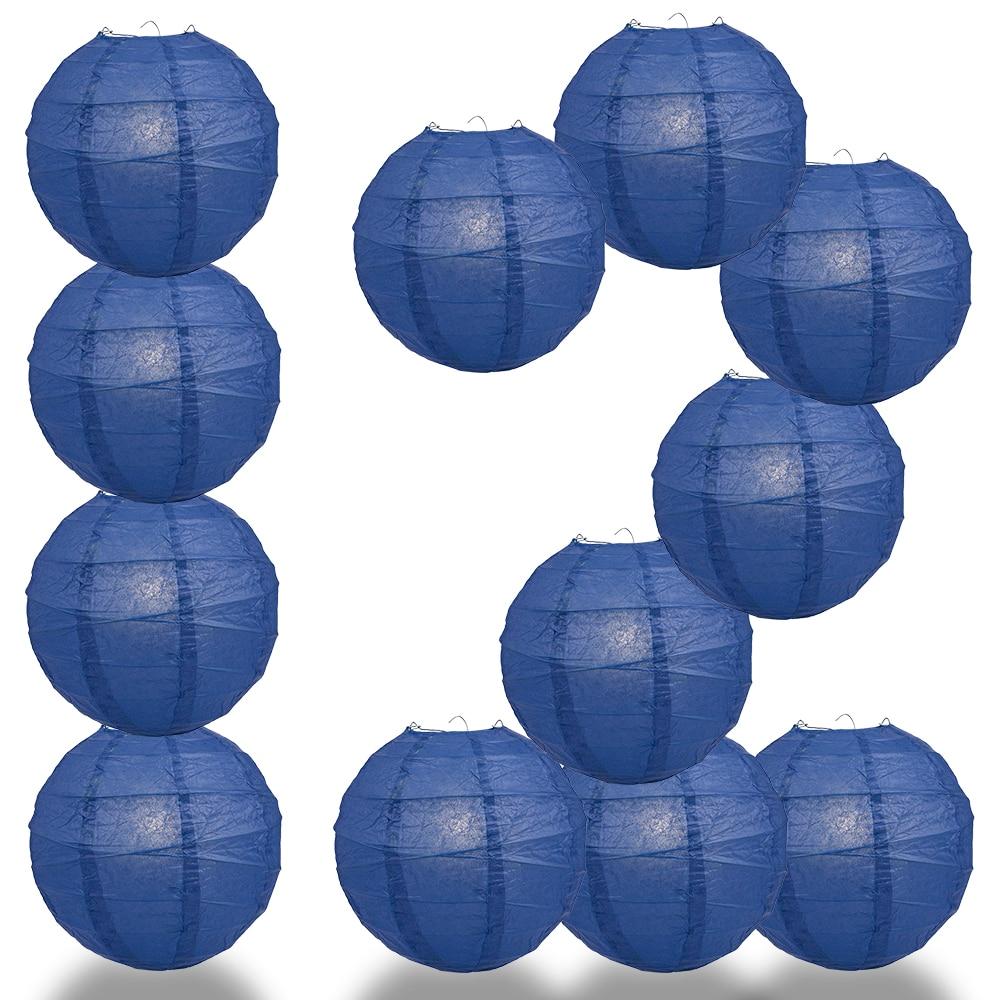 BULK PACK (12) 18" Navy Blue Round Paper Lantern, Crisscross Ribbing, Chinese Hanging Wedding & Party Decoration - PaperLanternStore.com - Paper Lanterns, Decor, Party Lights & More