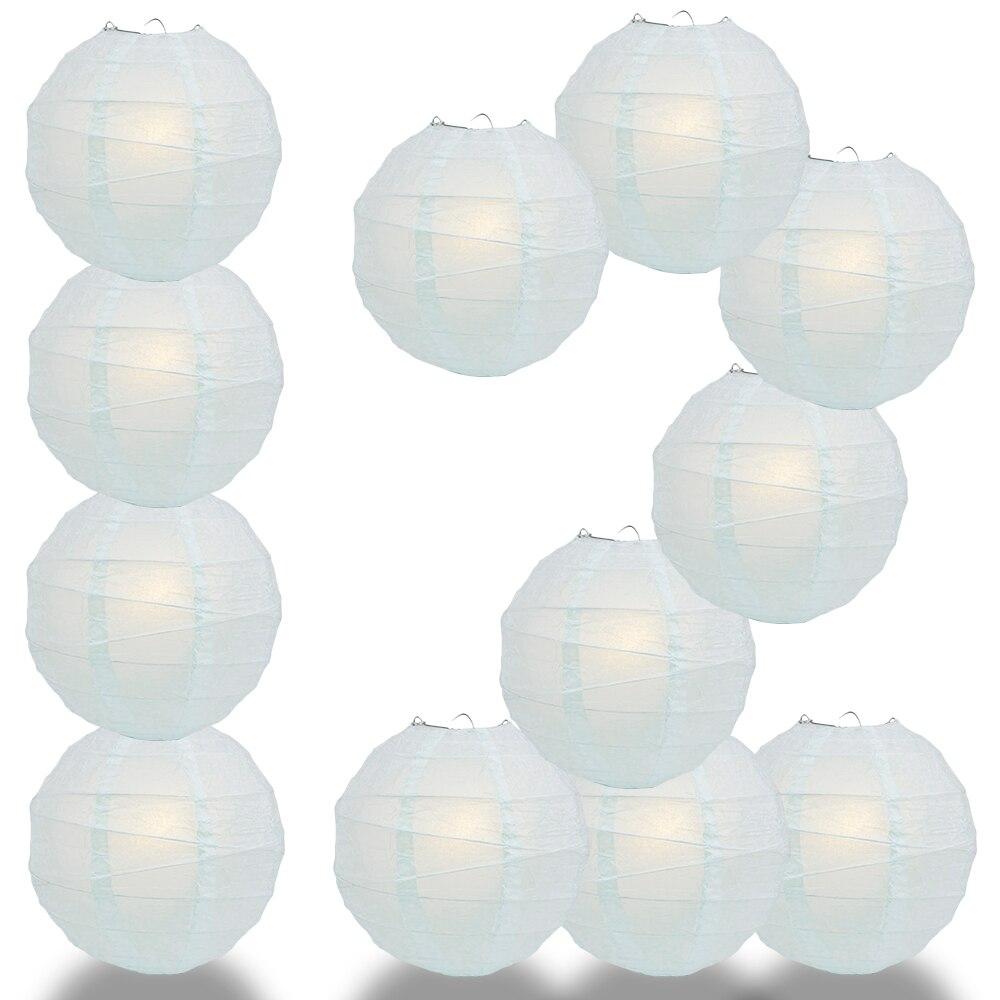 BULK PACK (12) 18" Arctic Spa Blue Round Paper Lantern, Irregular Ribbed, Chinese Hanging Wedding & Party Decoration - PaperLanternStore.com - Paper Lanterns, Decor, Party Lights & More