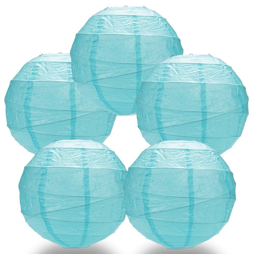 BULK PACK (5) 18" Baby Blue Round Paper Lantern, Crisscross Ribbing, Chinese Hanging Wedding & Party Decoration - PaperLanternStore.com - Paper Lanterns, Decor, Party Lights & More