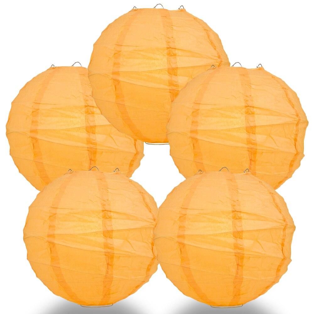BULK PACK (5) 18" Papaya Round Paper Lantern, Crisscross Ribbing, Chinese Hanging Wedding & Party Decoration - PaperLanternStore.com - Paper Lanterns, Decor, Party Lights & More