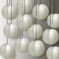 12 PACK | 12" Ivory Even Ribbing Round Paper Lantern, Hanging Combo Set - PaperLanternStore.com - Paper Lanterns, Decor, Party Lights & More