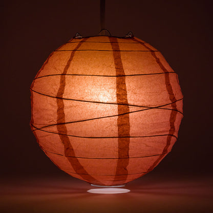 12" Marsala / Burgundy Wine Round Paper Lantern, Crisscross Ribbing, Chinese Hanging Wedding & Party Decoration - PaperLanternStore.com - Paper Lanterns, Decor, Party Lights & More