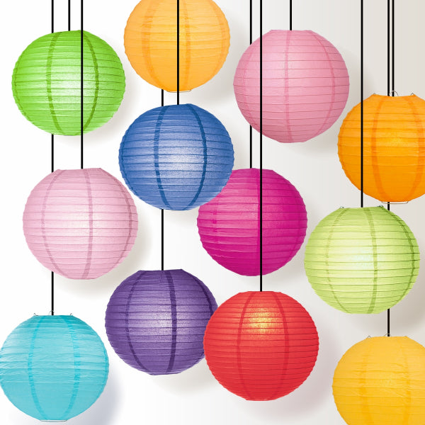 Multi Color Even Ribbing Round Paper Lanterns