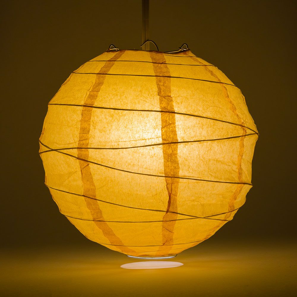 24" Papaya Round Paper Lantern, Crisscross Ribbing, Chinese Hanging Wedding & Party Decoration - PaperLanternStore.com - Paper Lanterns, Decor, Party Lights & More