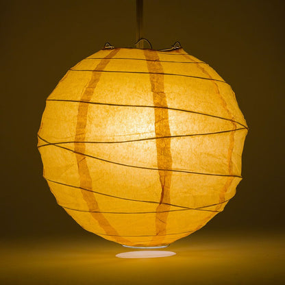 24" Papaya Round Paper Lantern, Crisscross Ribbing, Chinese Hanging Wedding & Party Decoration - PaperLanternStore.com - Paper Lanterns, Decor, Party Lights & More