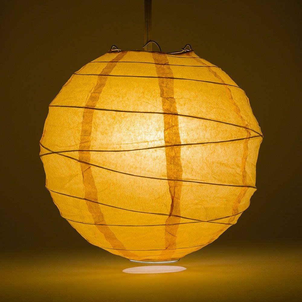 BULK PACK (12) 24" Papaya Round Paper Lantern, Crisscross Ribbing, Chinese Hanging Wedding & Party Decoration