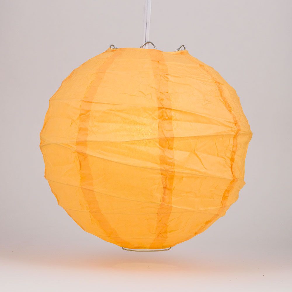 24" Papaya Round Paper Lantern, Crisscross Ribbing, Chinese Hanging Wedding & Party Decoration - PaperLanternStore.com - Paper Lanterns, Decor, Party Lights & More