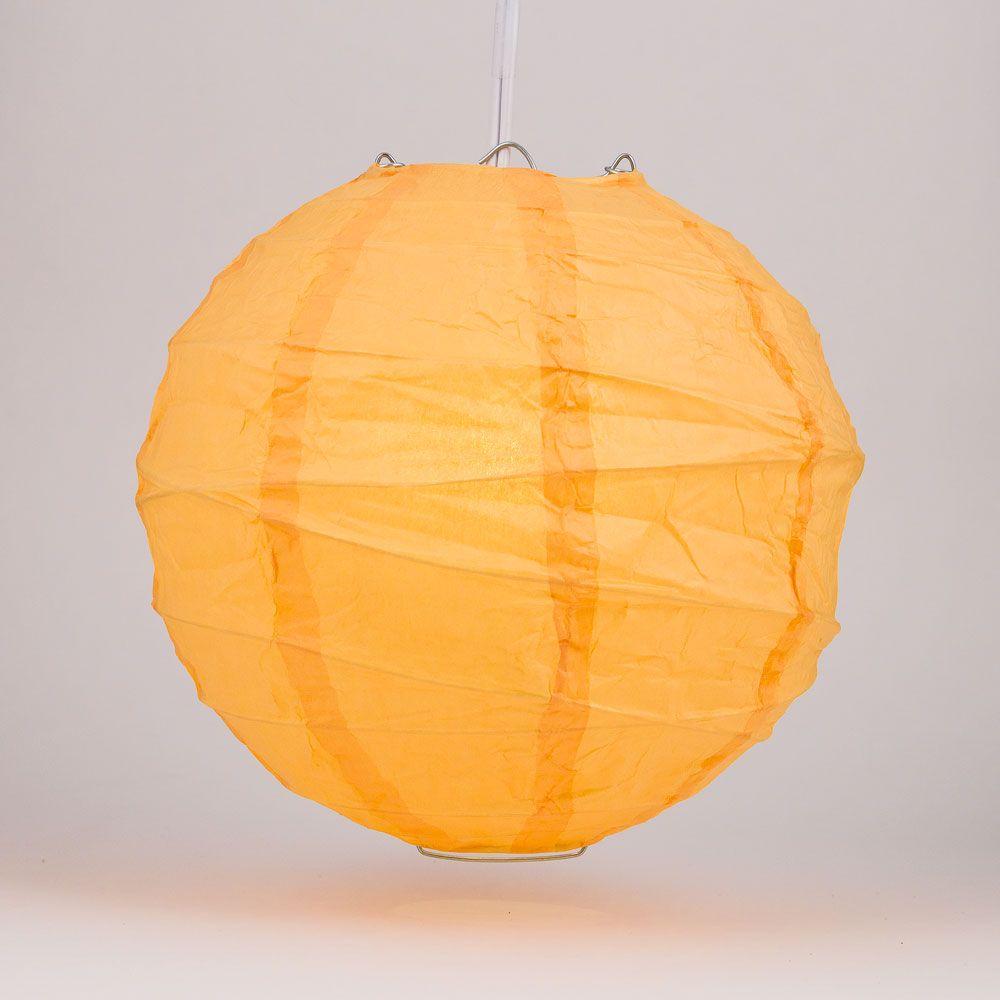 BULK PACK (12) 24" Papaya Round Paper Lantern, Crisscross Ribbing, Chinese Hanging Wedding & Party Decoration