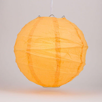BULK PACK (12) 24" Papaya Round Paper Lantern, Crisscross Ribbing, Chinese Hanging Wedding & Party Decoration