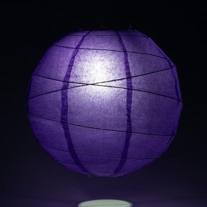 5 PACK | 12"  Plum Purple Crisscross Ribbing, Hanging Paper Lanterns