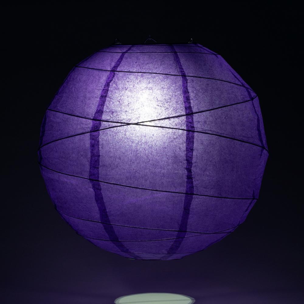 BULK PACK (12) 24" Plum Purple Round Paper Lantern, Crisscross Ribbing, Hanging Decoration
