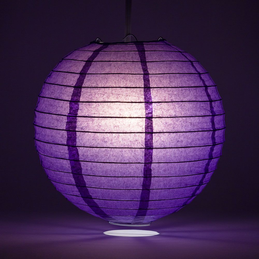 36" Royal Purple Jumbo Round Paper Lantern, Even Ribbing, Chinese Hanging Wedding & Party Decoration - PaperLanternStore.com - Paper Lanterns, Decor, Party Lights & More
