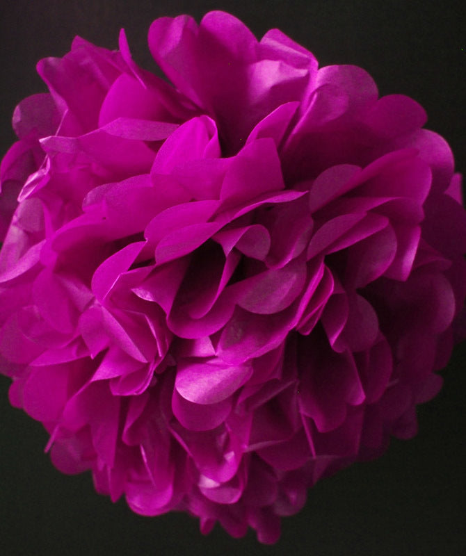 EZ-Fluff 12" Fuchsia Tissue Paper Pom Poms Flowers Balls, Decorations (4 PACK) - PaperLanternStore.com - Paper Lanterns, Decor, Party Lights & More