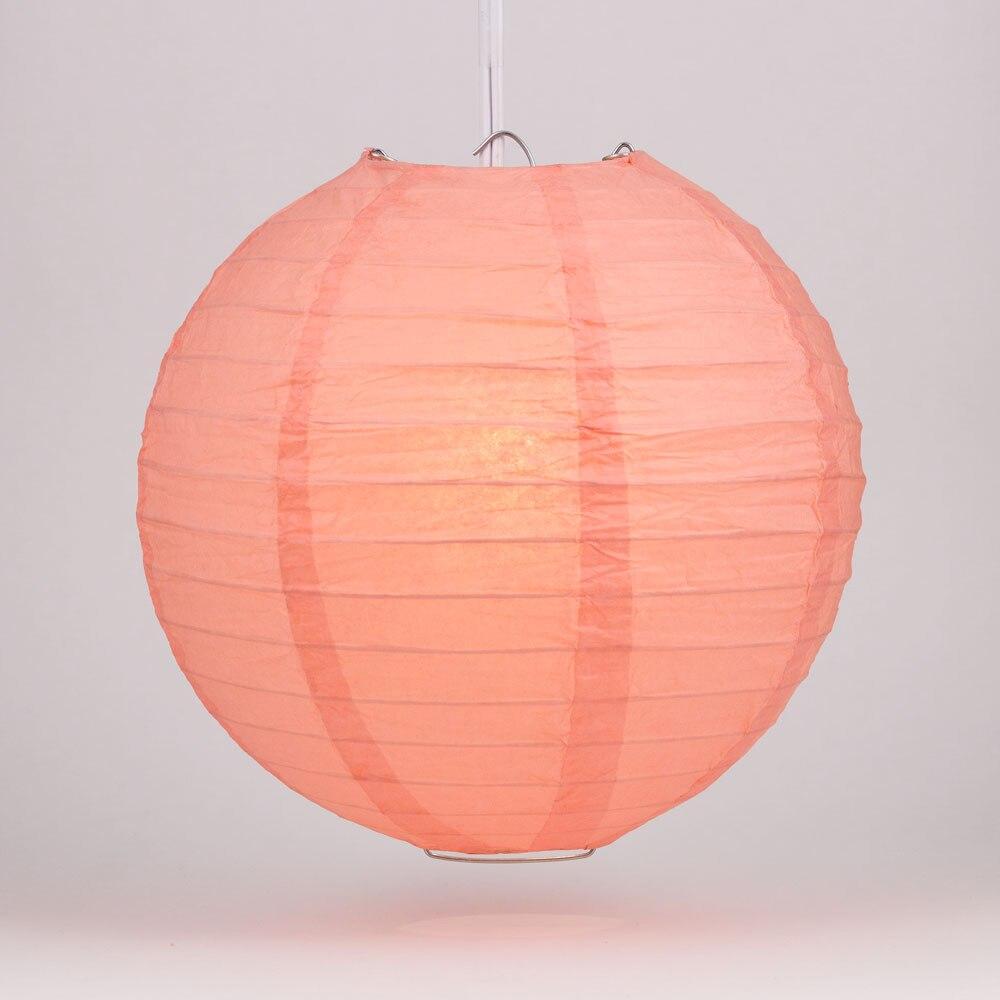 BULK PACK (12) 28" Roseate / Pink Coral Jumbo Round Paper Lantern, Even Ribbing, Chinese Hanging Wedding & Party Decoration - PaperLanternStore.com - Paper Lanterns, Decor, Party Lights & More