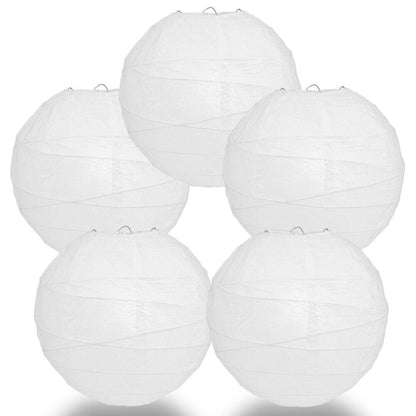 BULK PACK (5) 32" White Round Paper Lantern, Crisscross Ribbing, Chinese Hanging Wedding & Party Decoration - PaperLanternStore.com - Paper Lanterns, Decor, Party Lights & More