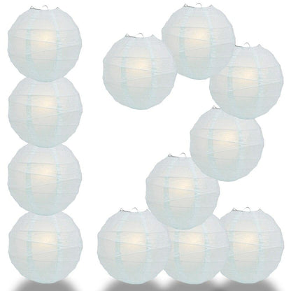 BULK PACK (12) 32" Arctic Spa Blue Round Paper Lantern, Irregular Ribbed, Chinese Hanging Wedding & Party Decoration - PaperLanternStore.com - Paper Lanterns, Decor, Party Lights & More