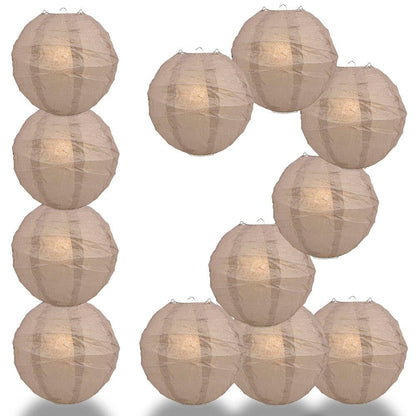 BULK PACK (12) 24" Dusty Sand Rose Round Paper Lantern, Crisscross Ribbing, Chinese Hanging Wedding & Party Decoration - PaperLanternStore.com - Paper Lanterns, Decor, Party Lights & More