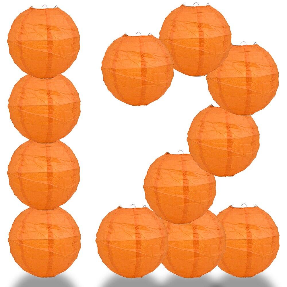 BULK PACK (12) 28" Persimmon Orange Round Paper Lantern, Crisscross Ribbing, Chinese Hanging Wedding & Party Decoration - PaperLanternStore.com - Paper Lanterns, Decor, Party Lights & More