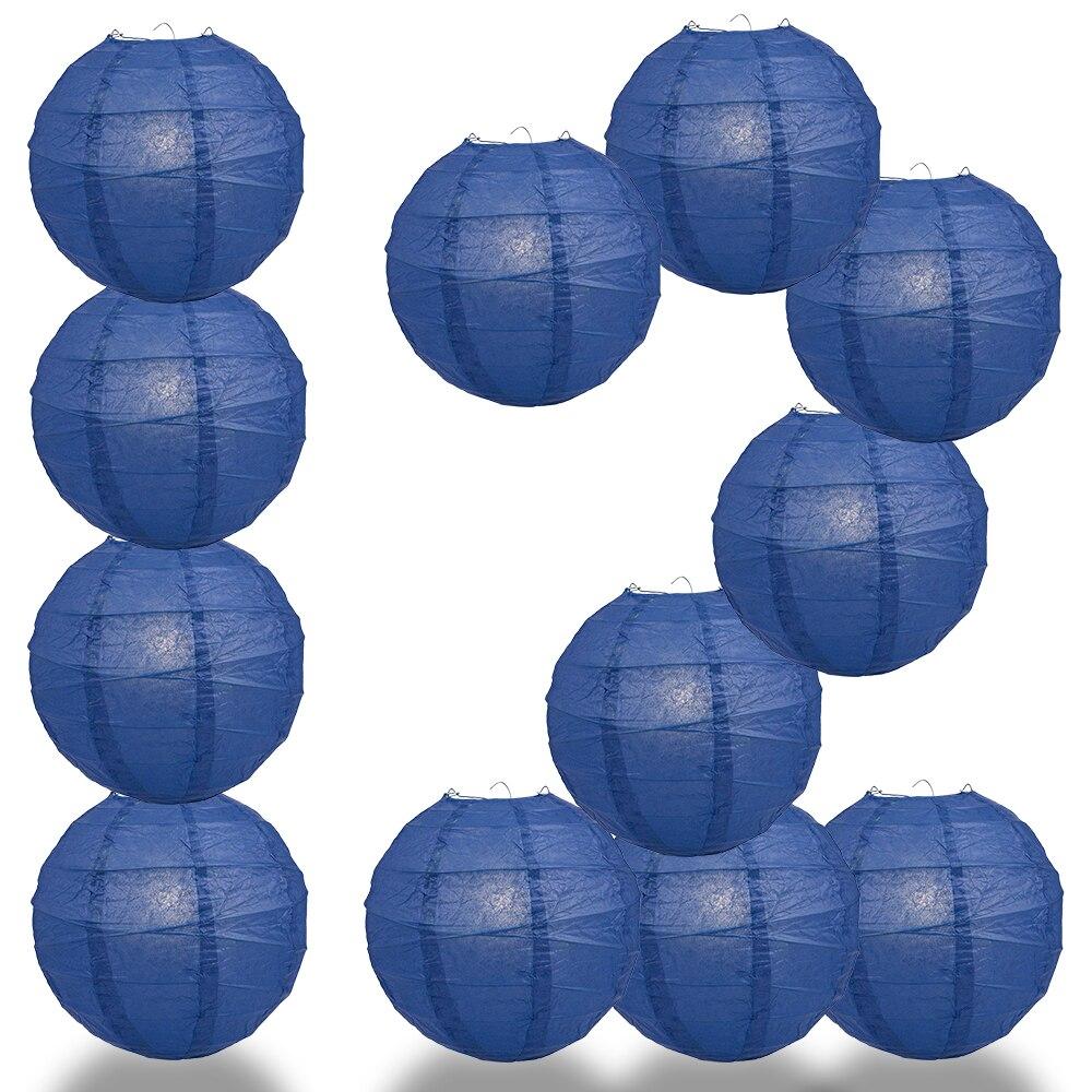 BULK PACK (12) 32" Navy Blue Round Paper Lantern, Crisscross Ribbing, Chinese Hanging Wedding & Party Decoration - PaperLanternStore.com - Paper Lanterns, Decor, Party Lights & More