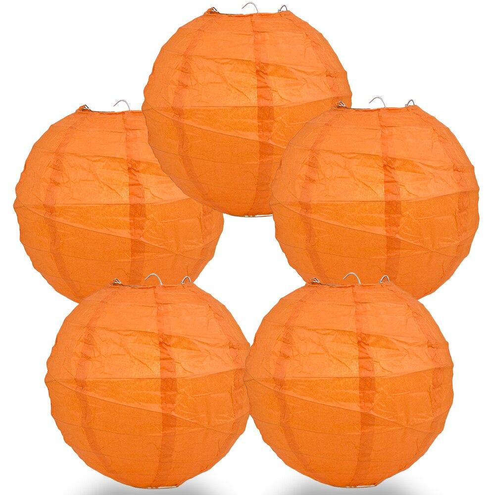 BULK PACK (5) 32" Persimmon Orange Round Paper Lantern, Crisscross Ribbing, Chinese Hanging Wedding & Party Decoration - PaperLanternStore.com - Paper Lanterns, Decor, Party Lights & More