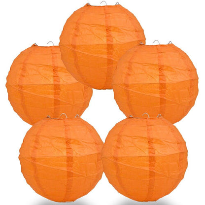 BULK PACK (5) 32" Persimmon Orange Round Paper Lantern, Crisscross Ribbing, Chinese Hanging Wedding & Party Decoration - PaperLanternStore.com - Paper Lanterns, Decor, Party Lights & More