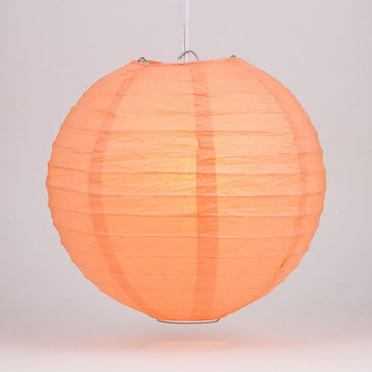 BULK PACK (12) 42" Peach / Orange Coral Round Paper Lantern, Even Ribbing, Chinese Hanging Wedding & Party Decoration - PaperLanternStore.com - Paper Lanterns, Decor, Party Lights & More