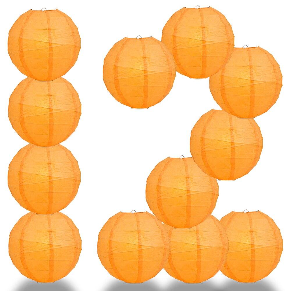BULK PACK (12) 32" Orange Round Paper Lantern, Crisscross Ribbing, Chinese Hanging Wedding & Party Decoration - PaperLanternStore.com - Paper Lanterns, Decor, Party Lights & More