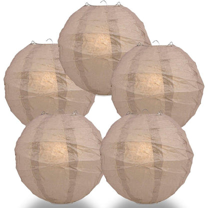 BULK PACK (5) 36" Dusty Sand Rose Round Paper Lantern, Crisscross Ribbing, Chinese Hanging Wedding & Party Decoration - PaperLanternStore.com - Paper Lanterns, Decor, Party Lights & More