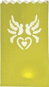 Chartreuse Green Doves Paper Bag Luminaries (4-pack) - PaperLanternStore.com - Paper Lanterns, Decor, Party Lights & More