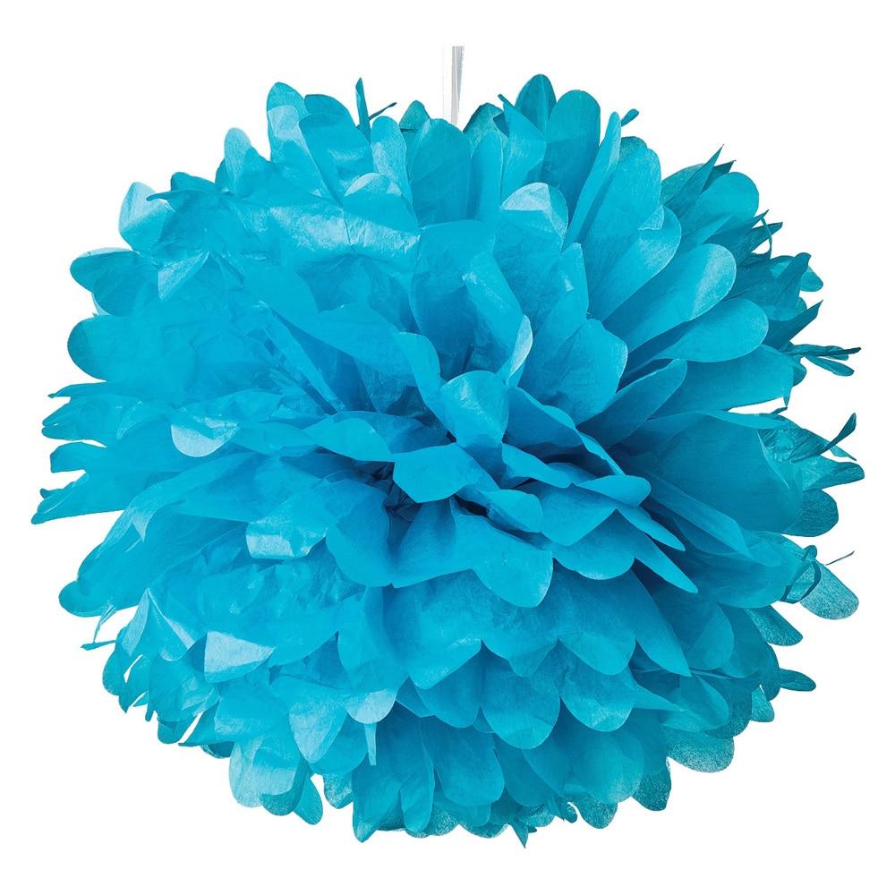 Turquoise Blue 10 Inch Tissue Paper Flower Pom Pom - PaperLanternStore.com - Paper Lanterns, Decor, Party Lights & More