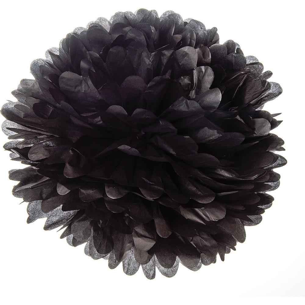 Black 20 Inch Tissue Paper Flower Pom Pom - PaperLanternStore.com - Paper Lanterns, Decor, Party Lights & More