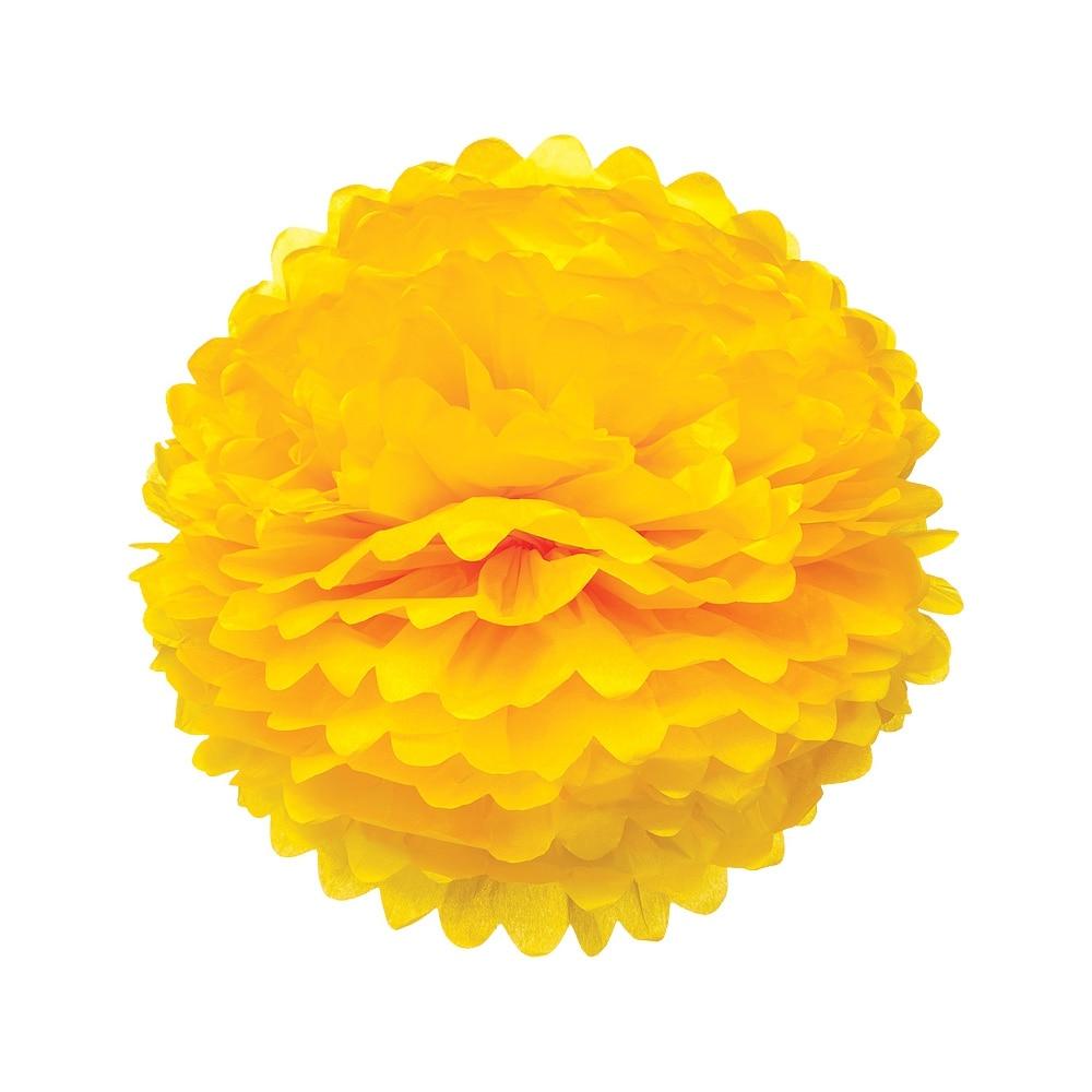 Marigold Yellow 15 Inch Tissue Paper Flower Pom Pom - PaperLanternStore.com - Paper Lanterns, Decor, Party Lights & More