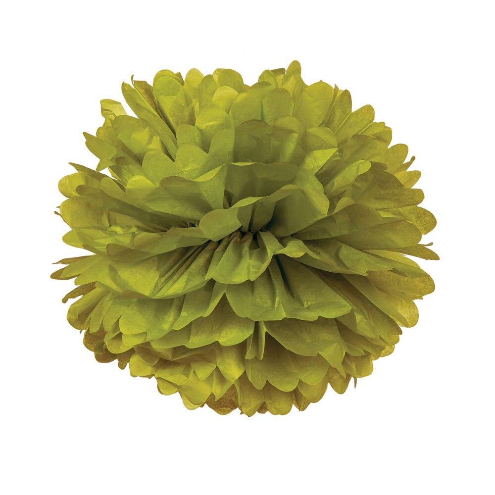 Olive Green 15 Inch Tissue Paper Flower Pom Pom - PaperLanternStore.com - Paper Lanterns, Decor, Party Lights & More