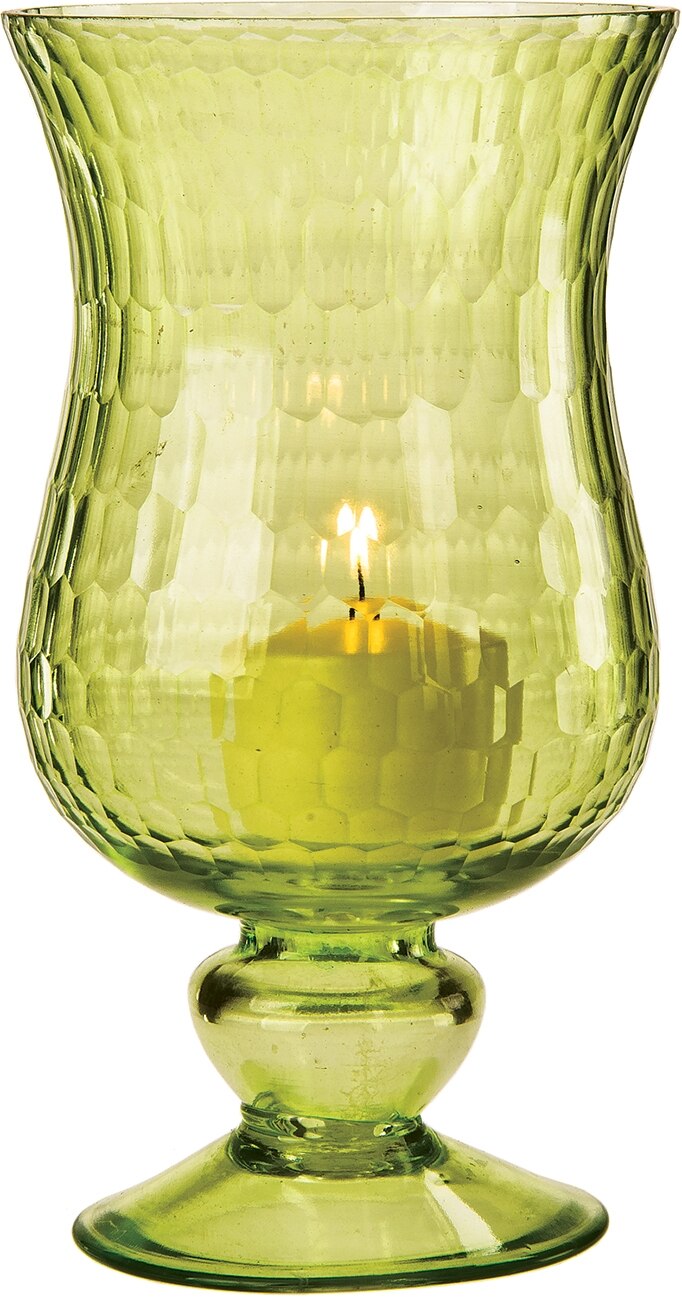Small Chartreuse Green Glass Hurricane Candle Holder - PaperLanternStore.com - Paper Lanterns, Decor, Party Lights & More