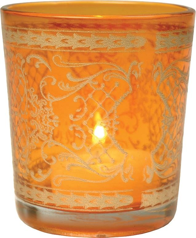 Orange & Gold Sarah Glass Candle Holder - PaperLanternStore.com - Paper Lanterns, Decor, Party Lights & More