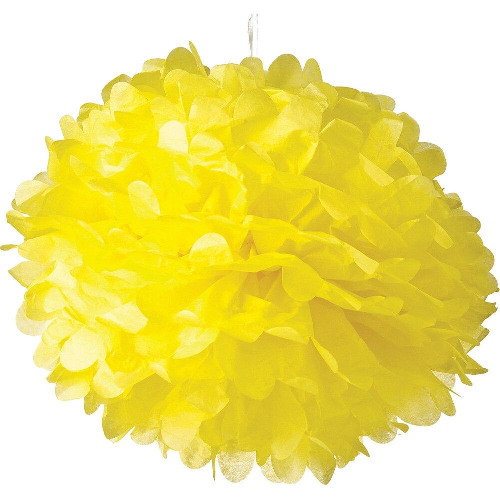 Yellow 10 Inch Tissue Paper Flower Pom Pom - PaperLanternStore.com - Paper Lanterns, Decor, Party Lights & More