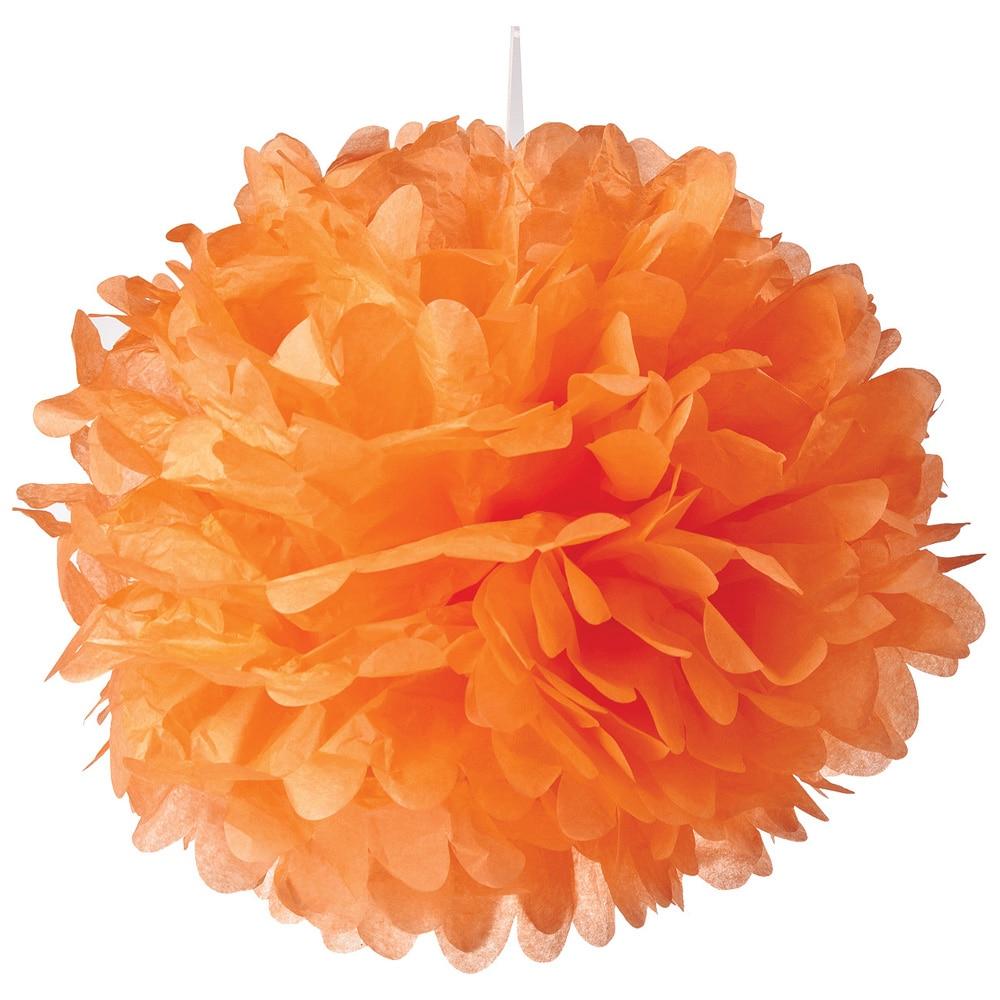Mango Orange 15 Inch Tissue Paper Flower Pom Pom - PaperLanternStore.com - Paper Lanterns, Decor, Party Lights & More