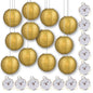 MoonBright 12" Gold Paper Lanterns with Budget Friendly OmniDisk LED Lights (12-PACK Combo Kit) - PaperLanternStore.com - Paper Lanterns, Decor, Party Lights & More