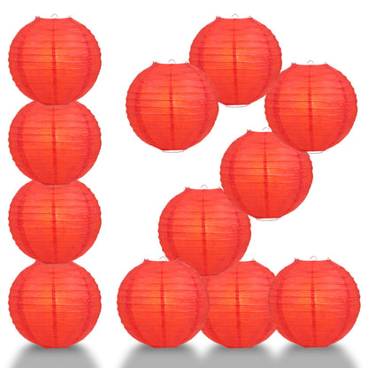 BULK PACK (12) 42" Red Jumbo Round Paper Lantern, Even Ribbing, Chinese Hanging Wedding & Party Decoration