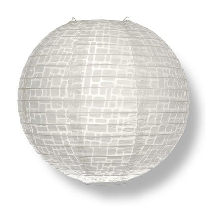 BULK PACK (3) 12" Modern Stone Japanese Kozo Unryu Fibrous Paper Lantern Shade, Hanging Decoration - PaperLanternStore.com - Paper Lanterns, Decor, Party Lights & More