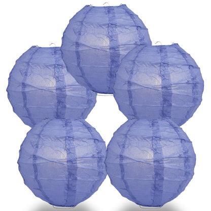 5 PACK | 12"  Astra Blue / Very Periwinkle Crisscross Ribbing, Hanging Paper Lanterns - PaperLanternStore.com - Paper Lanterns, Decor, Party Lights & More